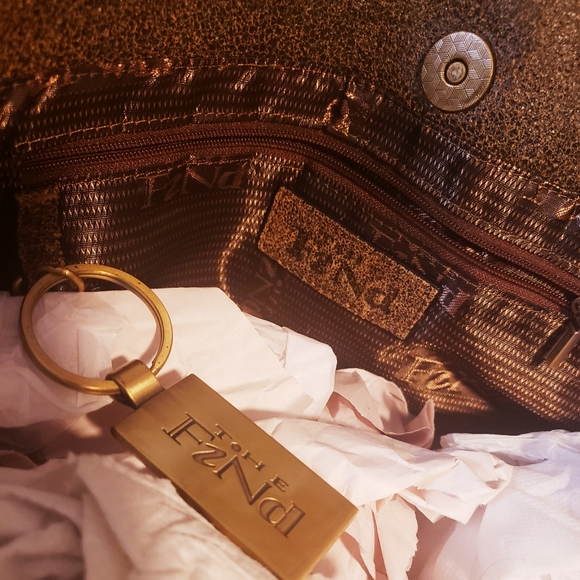 THE FIND- Distressed Tan/Brn Fringe Grommet Handbag - Picture 9 of 11